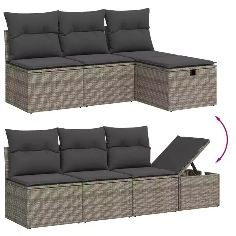 vidaXL Salon de jardin avec coussins 9 pièces résine tressée