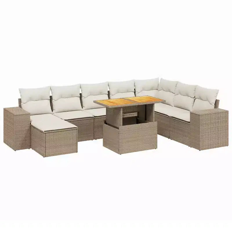 vidaXL Salon de jardin avec coussins 9 pièces résine tressée