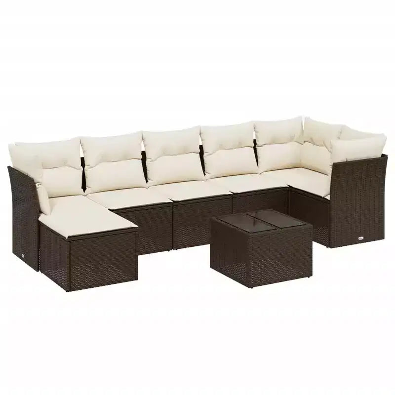 vidaXL 8 Piece Patio Sofa Set with Cushions Poly Rattan