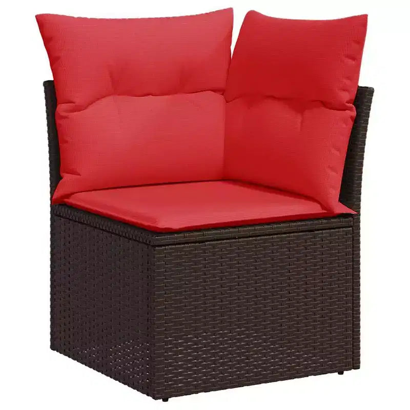 vidaXL Salon de jardin avec coussins en résine tressée et acacia