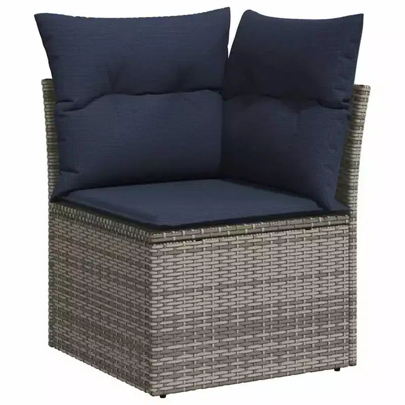 vidaXL Salon de jardin avec coussins en résine tressée et acacia