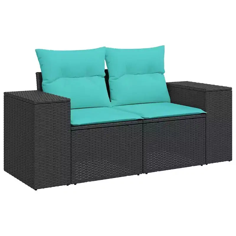 vidaXL Salon de jardin avec coussins en résine tressée et acacia