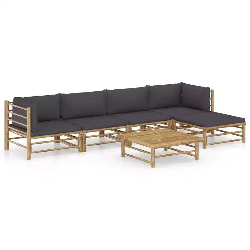 vidaXL Patio Lounge Set 6 Piece Sectional Sofa with Cushions Solid Wood Pine