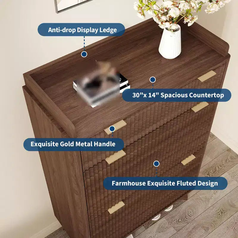 Fluted Shoe Storage Cabinet With 2 Flip Drawers, 48H Freestanding Hidden Shoe Organizer, Narrow Shoe Rack Cabinet For Hallway Living Room