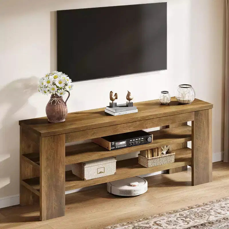 TV Stand for TVs up to 55", 3-Tier Open Shelves, Media Console Table for Living Room or Bedroom