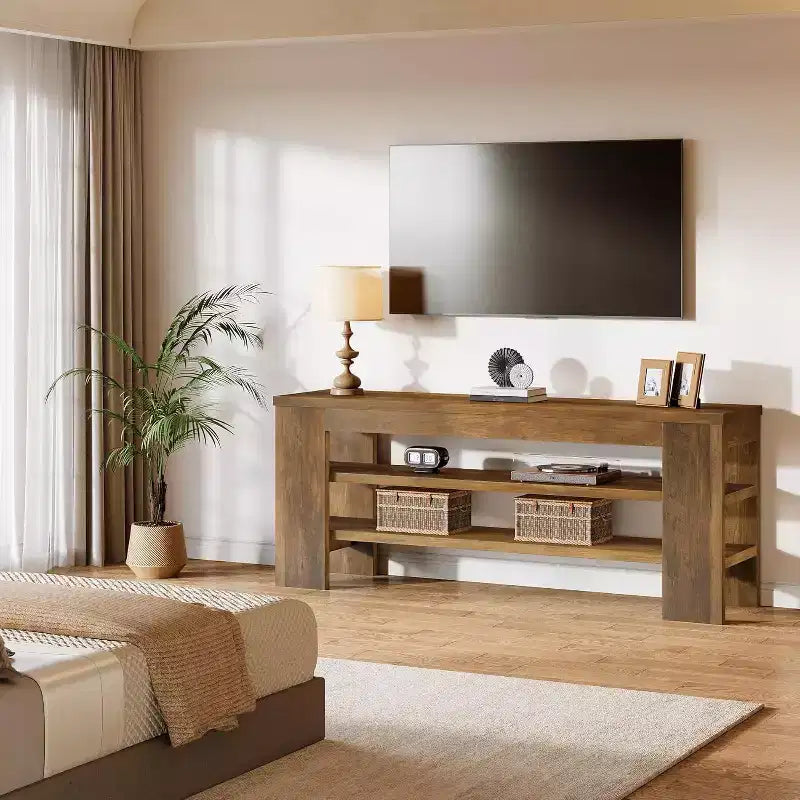 TV Stand for TVs up to 55", 3-Tier Open Shelves, Media Console Table for Living Room or Bedroom