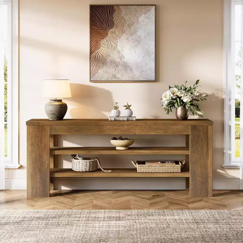TV Stand for TVs up to 55", 3-Tier Open Shelves, Media Console Table for Living Room or Bedroom