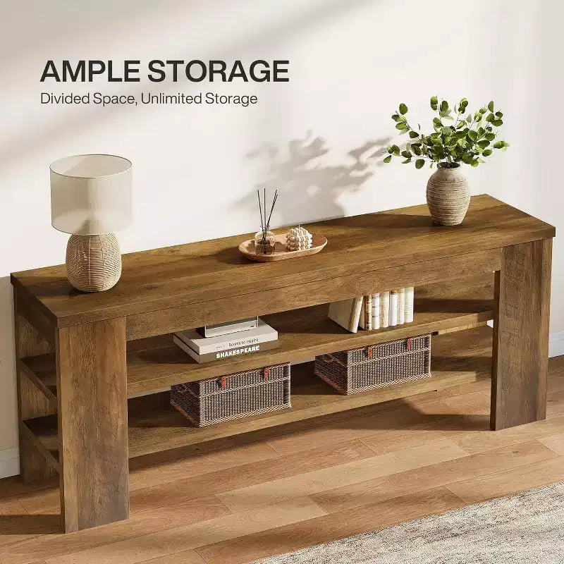 TV Stand for TVs up to 55", 3-Tier Open Shelves, Media Console Table for Living Room or Bedroom