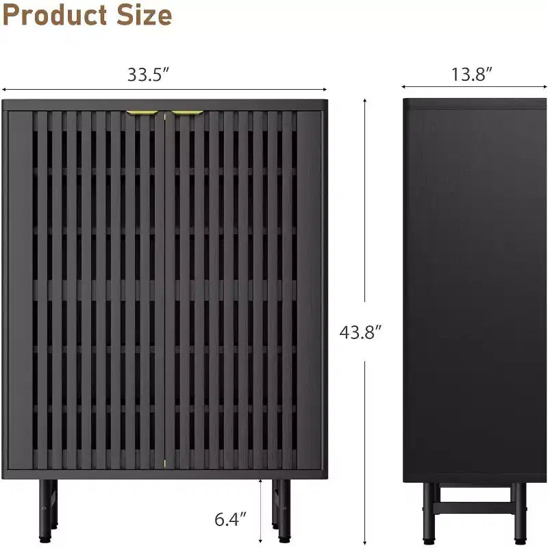 Narrow Shoe Cabinet with Breathable Louver Doors, 6-Tier Hidden Shoe Rack, Freestanding, Black