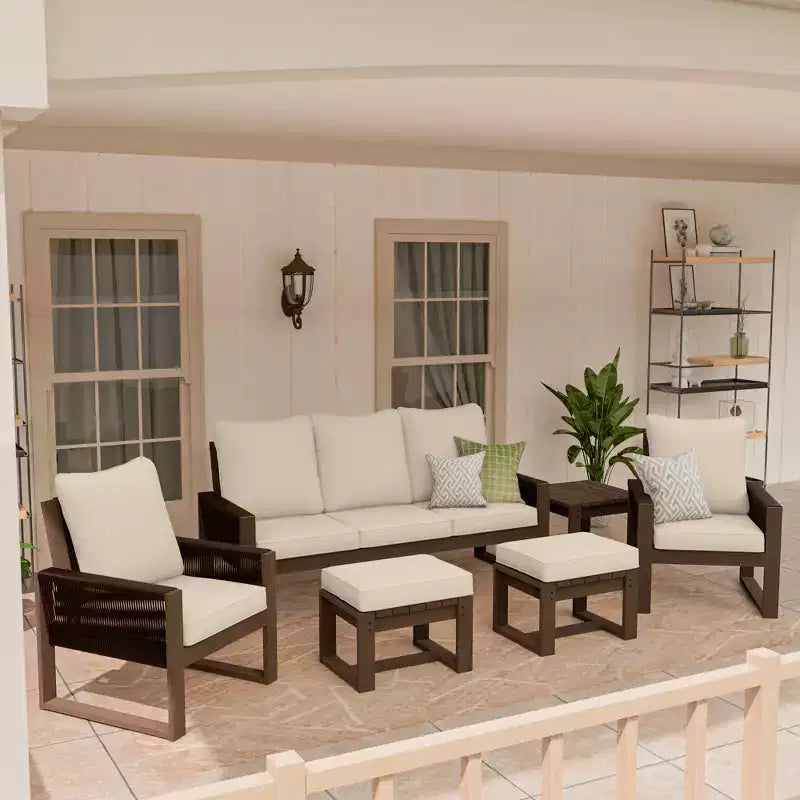 UPTIOT Premium Outdoor Sofa Set with Hemlock Wood & All-Weather Comfort