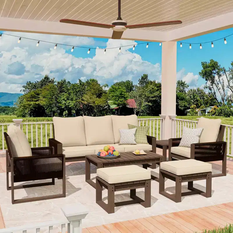 UPTIOT Premium Outdoor Patio Set with Hemlock Wood & Water-Resistant Comfort