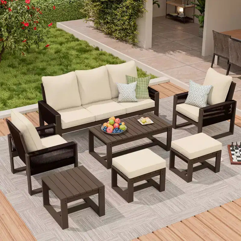 Ensemble de patio extérieur haut de gamme UPTIOT avec bois de pruche et confort résistant à l'eau