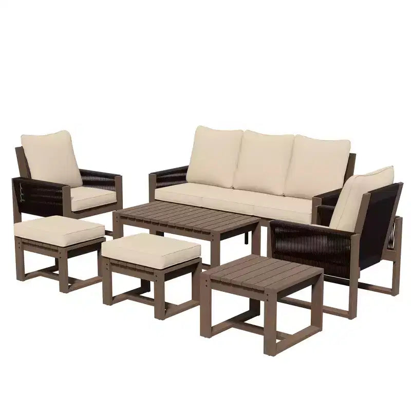 Ensemble de patio extérieur haut de gamme UPTIOT avec bois de pruche et confort résistant à l'eau