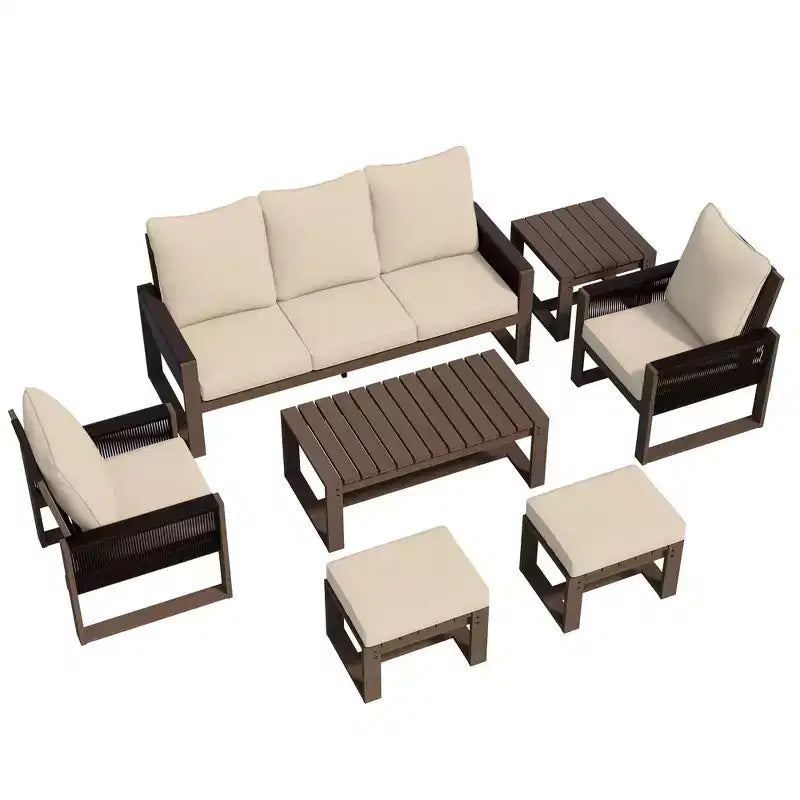 Ensemble de patio extérieur haut de gamme UPTIOT avec bois de pruche et confort résistant à l'eau