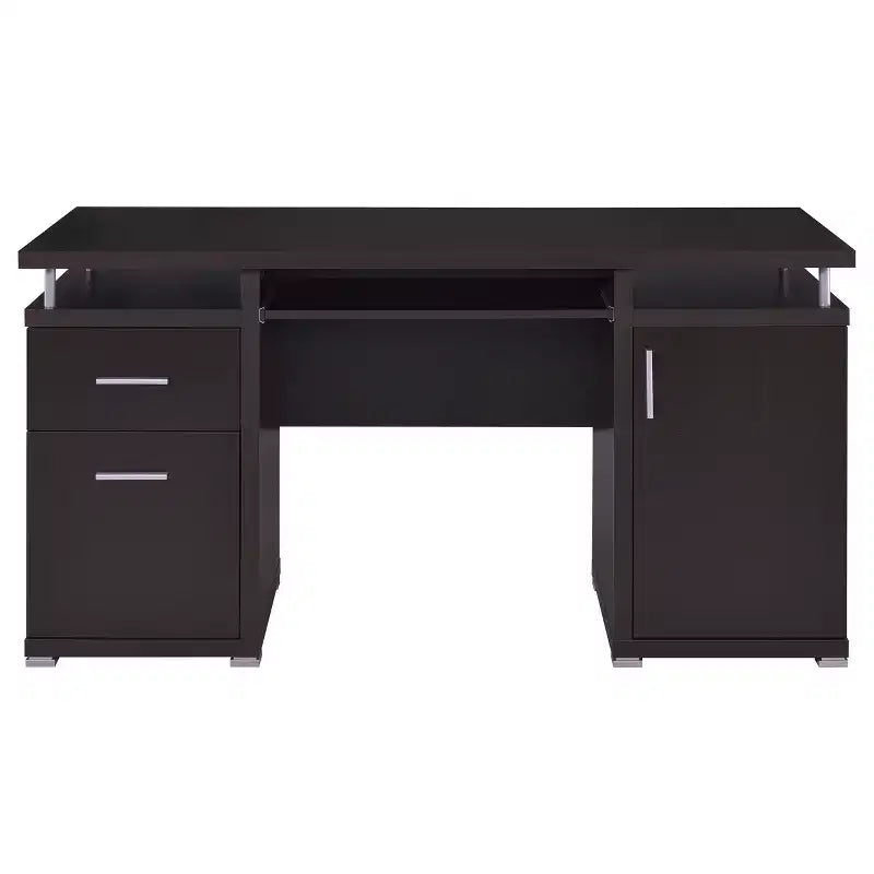 55" Wooden Writing Desk with 2 Drawers, 1 Cabinet, 1 Open Shelf and Door for Home Office or Study