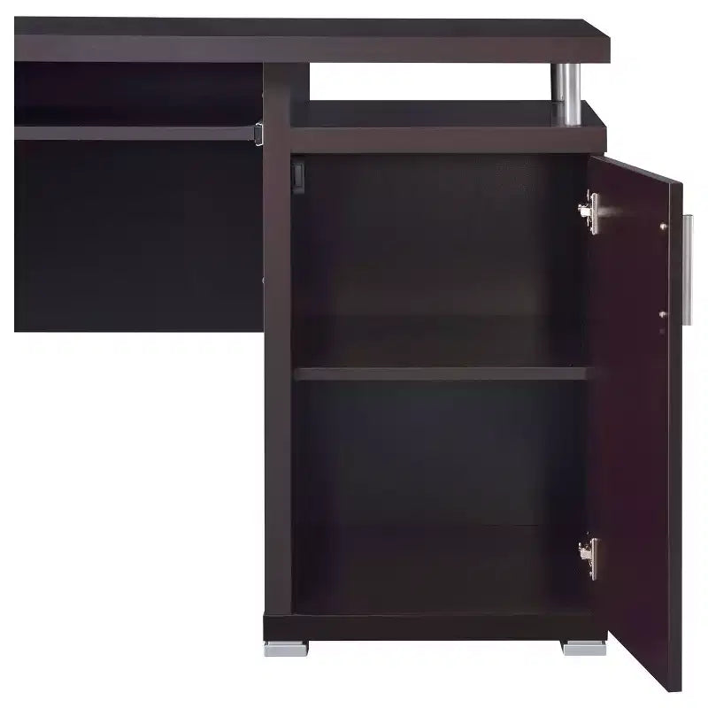 55" Wooden Writing Desk with 2 Drawers, 1 Cabinet, 1 Open Shelf and Door for Home Office or Study