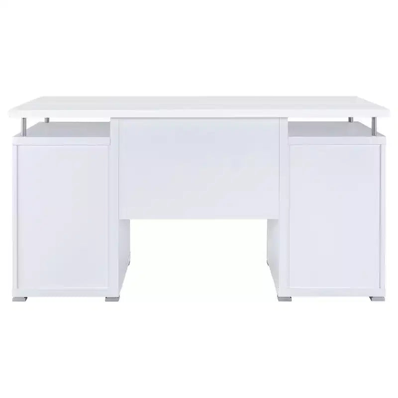 55" Wooden Writing Desk with 2 Drawers, 1 Cabinet, 1 Open Shelf and Door for Home Office or Study