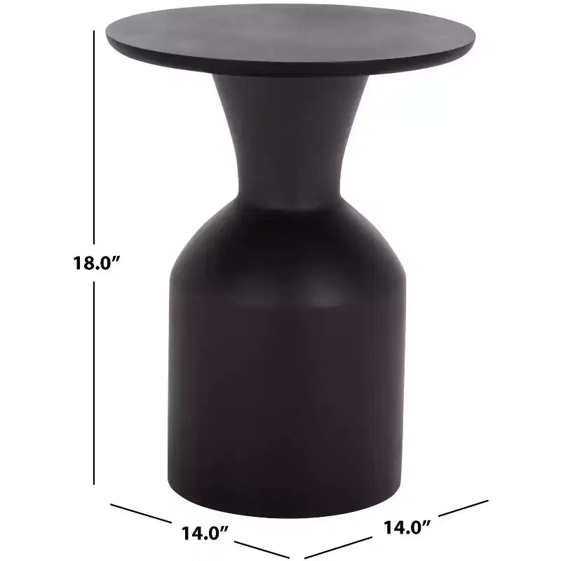 Round Metal Accent Table, Black, Modern Minimalist Side Table for Living Room