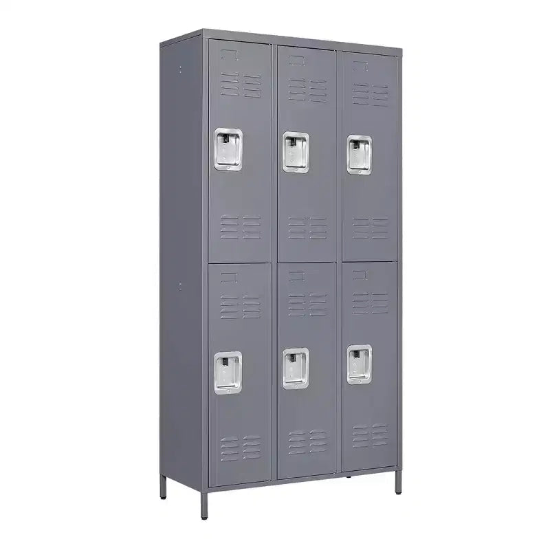 72"H 6-Door Metal Locker Cabinet, Gray Steel Storage with Independent Locks for Gym, Office or School