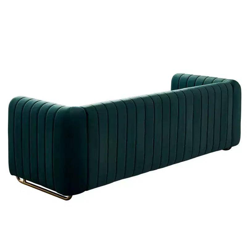 84" Modern Velvet Upholstered 3-Seater Sofa with Gold Metal Legs and Rolled Arms for Living Room