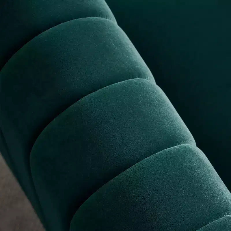 84" Modern Velvet Upholstered 3-Seater Sofa with Gold Metal Legs and Rolled Arms for Living Room