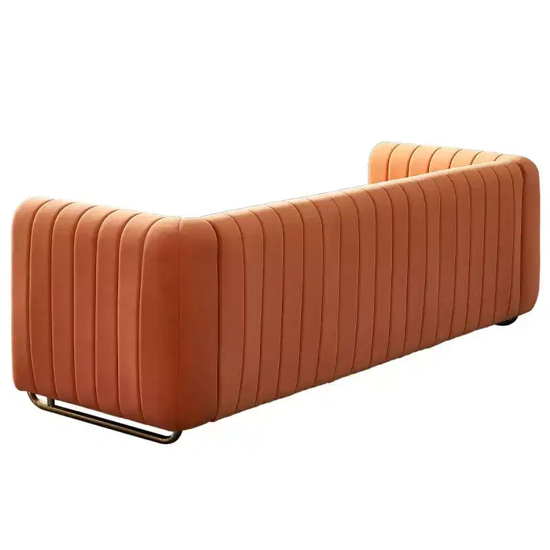 84" Modern Velvet Upholstered 3-Seater Sofa with Gold Metal Legs and Rolled Arms for Living Room