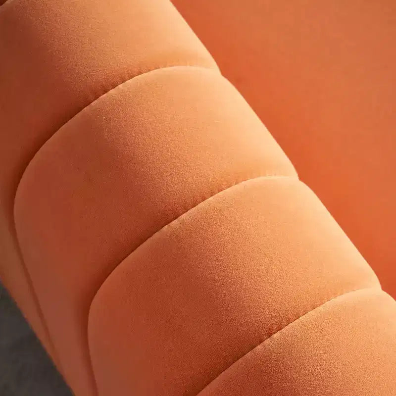84" Modern Velvet Upholstered 3-Seater Sofa with Gold Metal Legs and Rolled Arms for Living Room