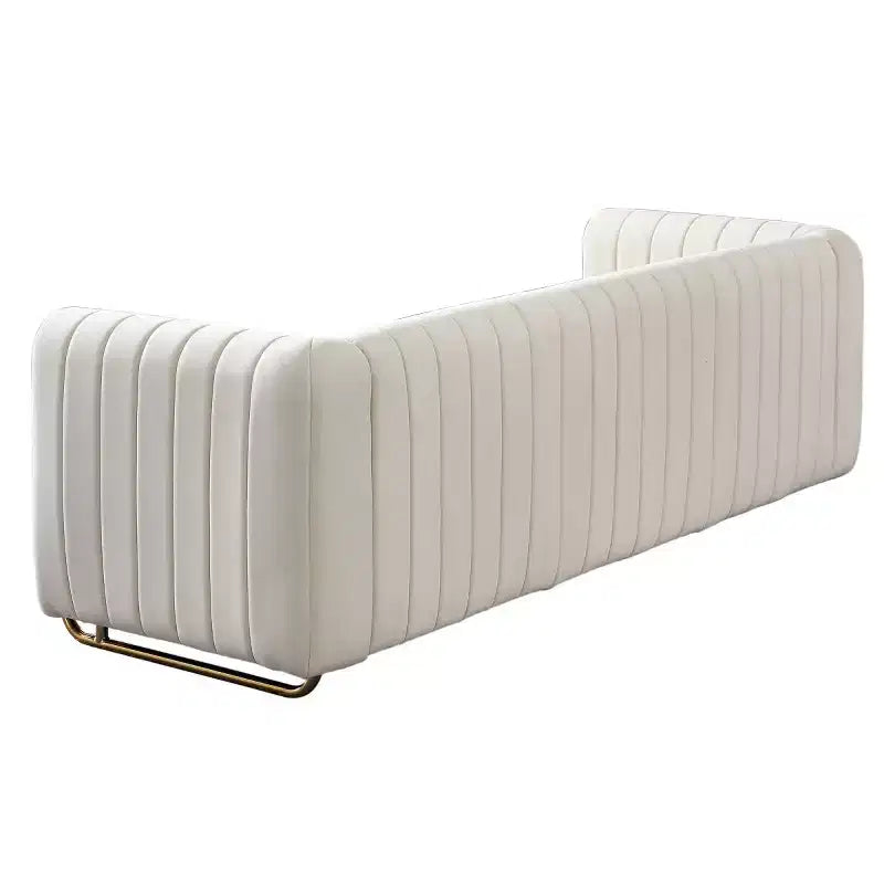 84" Modern Velvet Upholstered 3-Seater Sofa with Gold Metal Legs and Rolled Arms for Living Room