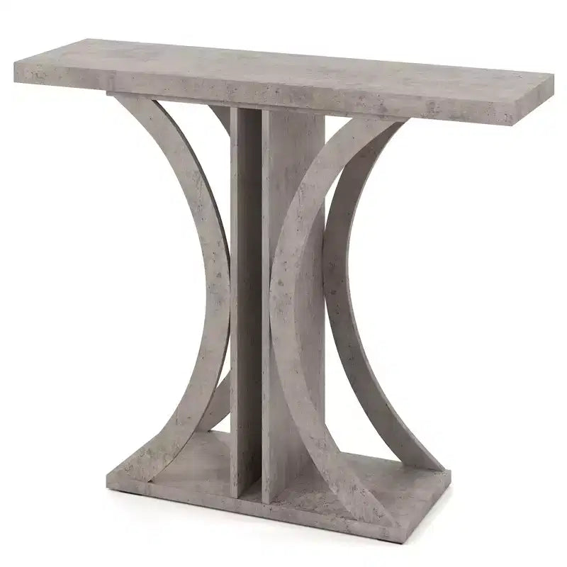 40" Rectangular Entryway Console Table with Geometric Metal Frame for Living Room, Gray