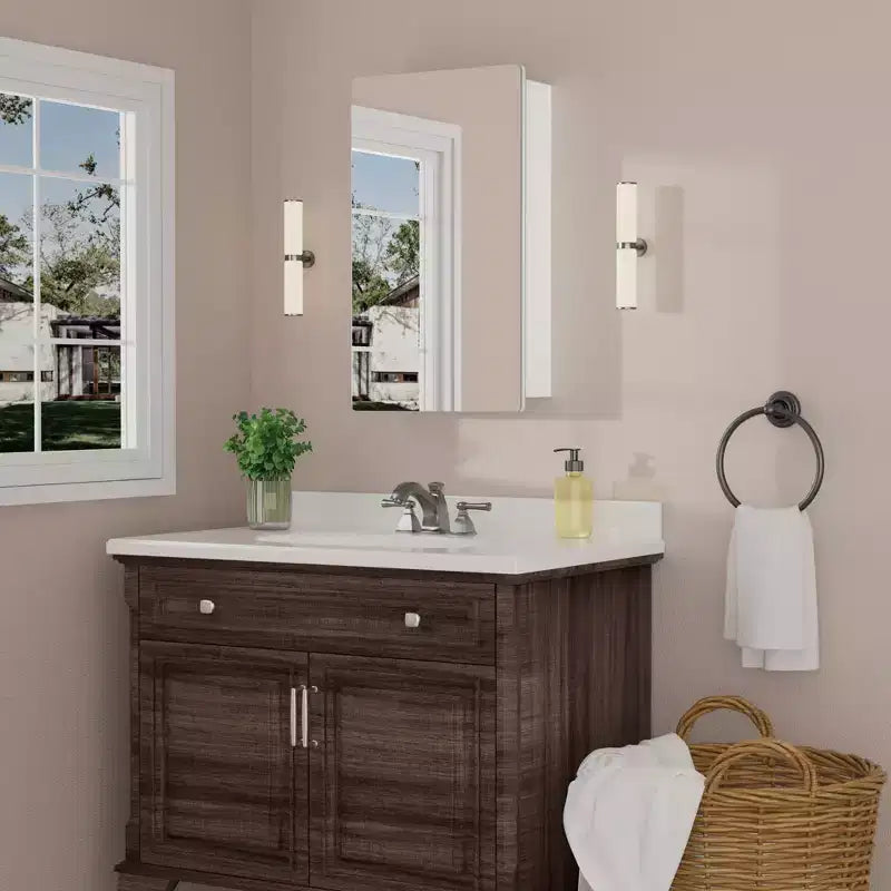 Modern Rounded Corner Metal Frame Medicine Cabinet with Mirror Door,Wall Mounted Bathroom Cabinet
