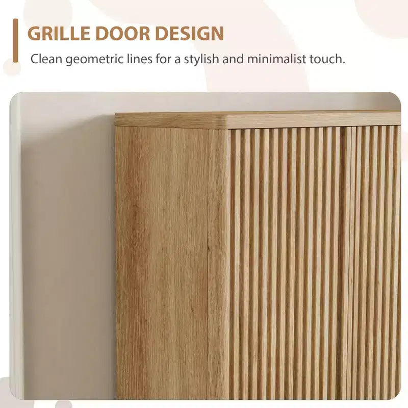 Shoe Cabinet  Modern Fluted Entryway Shoe Storage  31.5x13.8x41.3 Particleboard/MDF  Adjustable Shelves & Doors