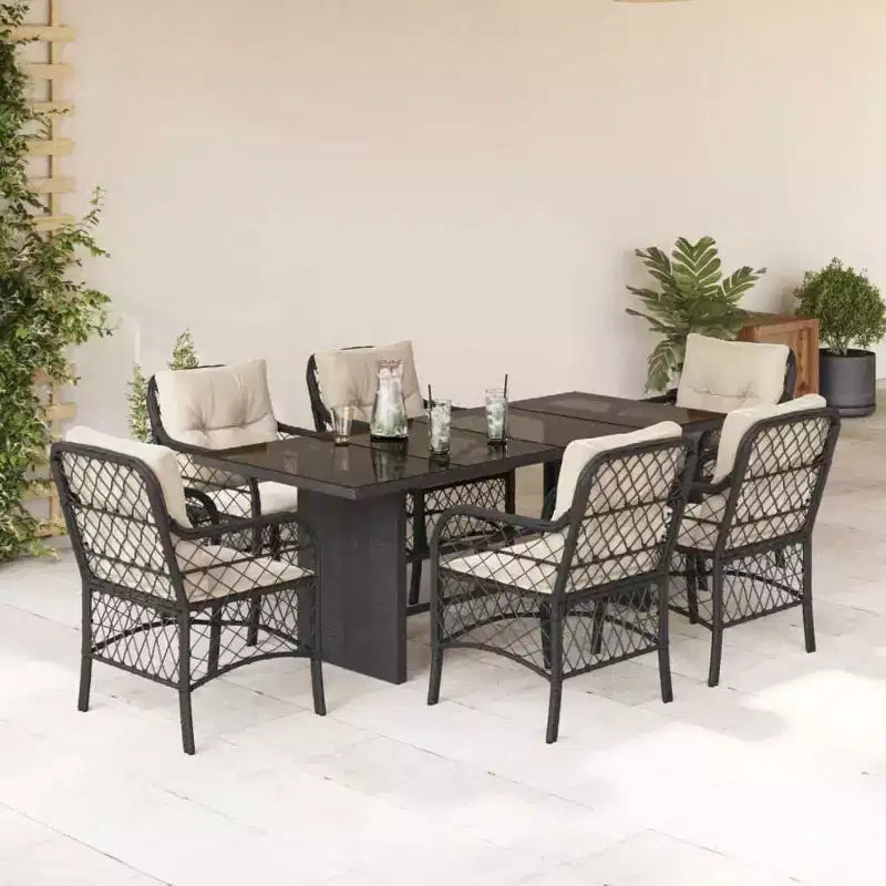 vidaXL Salon de jardin avec coussins - Résine tressée et bois d'acacia