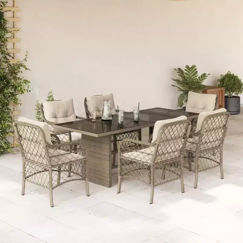 vidaXL Salon de jardin avec coussins - Résine tressée et bois d'acacia