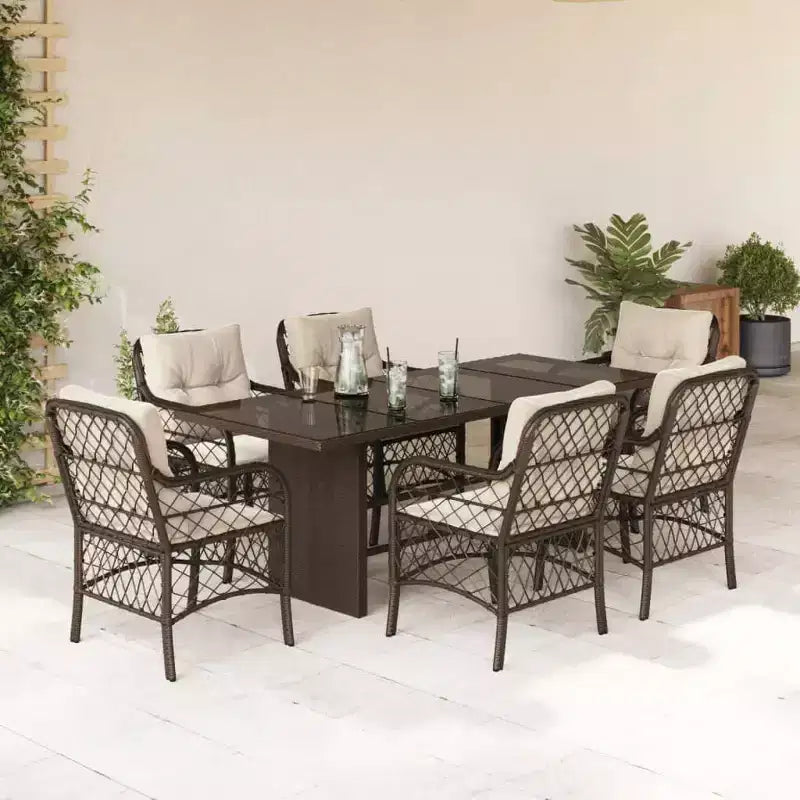 vidaXL Salon de jardin avec coussins - Résine tressée et bois d'acacia