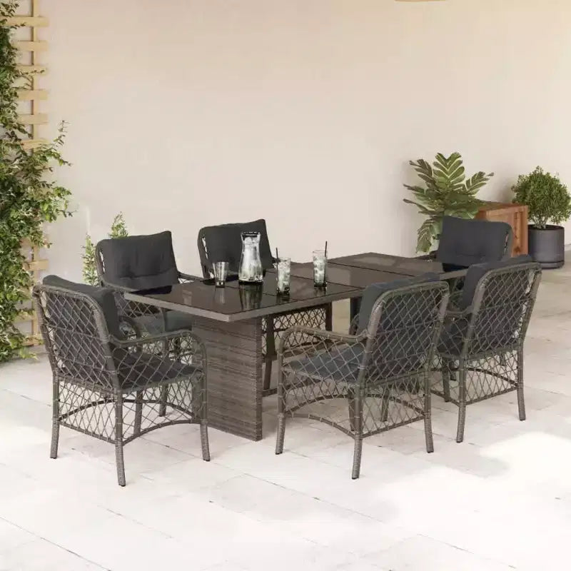 vidaXL Salon de jardin avec coussins - Résine tressée et bois d'acacia