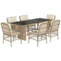 vidaXL Garden Dining Set with Cushions - Poly Rattan and Acacia Wood