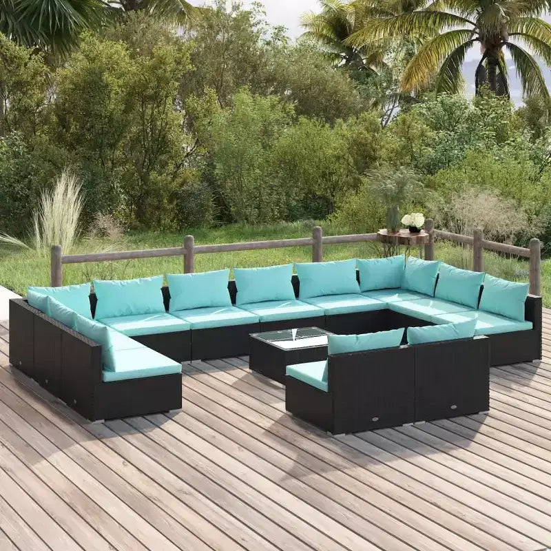 vidaXL Salon de jardin modulable 9 pièces en résine tressée