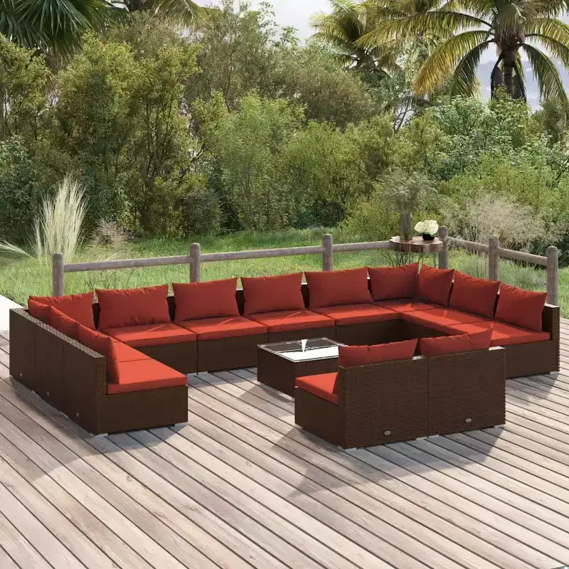 vidaXL Salon de jardin modulable 9 pièces en résine tressée