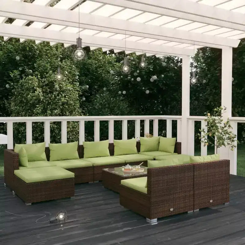 vidaXL Salon de jardin modulable 9 pièces en résine tressée
