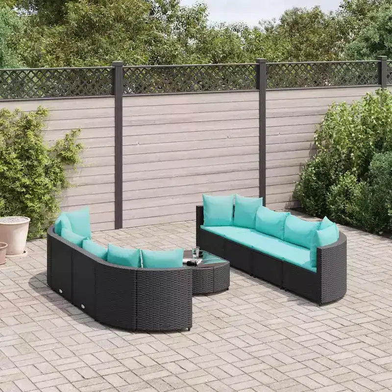 vidaXL Salon de jardin avec coussins Meuble d'extérieur en résine tressée