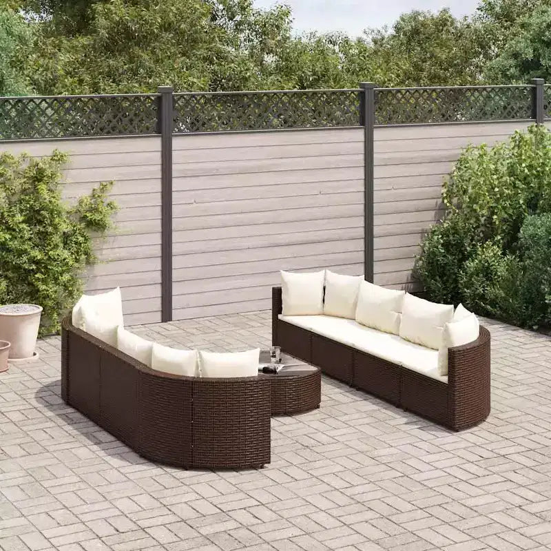 vidaXL Salon de jardin avec coussins Meuble d'extérieur en résine tressée