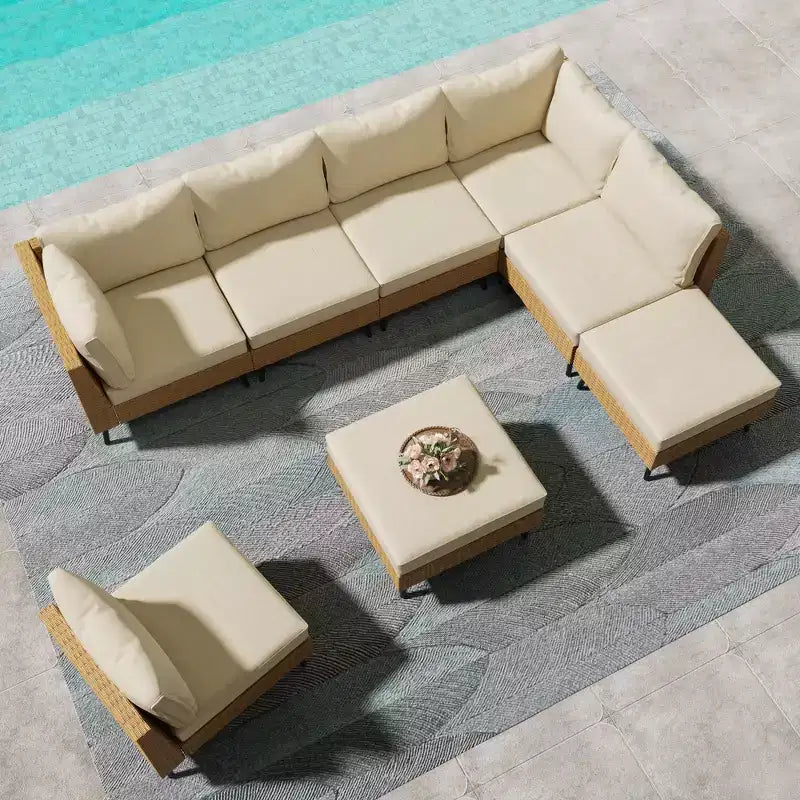 LAUSAINT HOME 8-Piece Wicker Sectional Sofa All Weather Patio Furniture Set for Garden, Backyard
