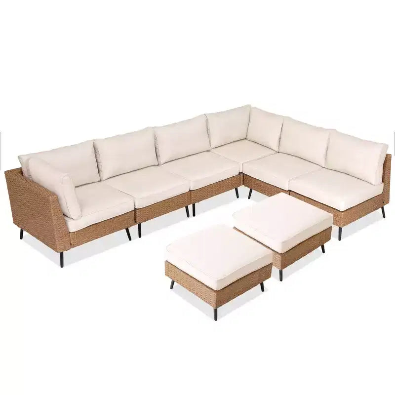 LAUSAINT HOME Ensemble de meubles de patio 8 pièces en osier pour canapé sectionnel, pour jardin et arrière-cour, résistant aux intempéries