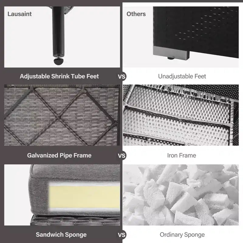 LAUSAINT HOME Ensemble de meubles de patio 8 pièces en osier pour canapé sectionnel, pour jardin et arrière-cour, résistant aux intempéries
