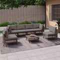 LAUSAINT HOME 7 Pieces Outdoor Sectional Sofa Set All-Weather Patio Conversation Set with Thick Cushions
