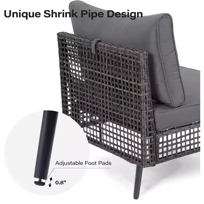 LAUSAINT HOME Ensemble de canapés d'extérieur 7 pièces, mobilier de conversation pour terrasse toutes saisons avec coussins épais