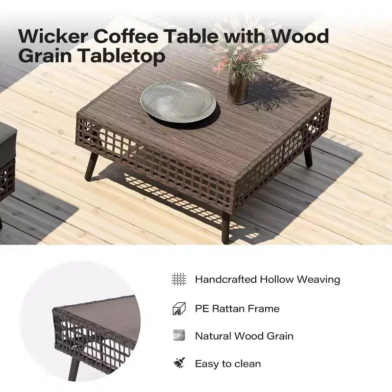 LAUSAINT HOME Ensemble de canapés d'extérieur 7 pièces, mobilier de conversation pour terrasse toutes saisons avec coussins épais