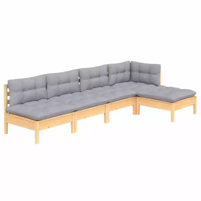 vidaXL Ensemble de jardin en pin massif 5 pièces avec coussins multicolores