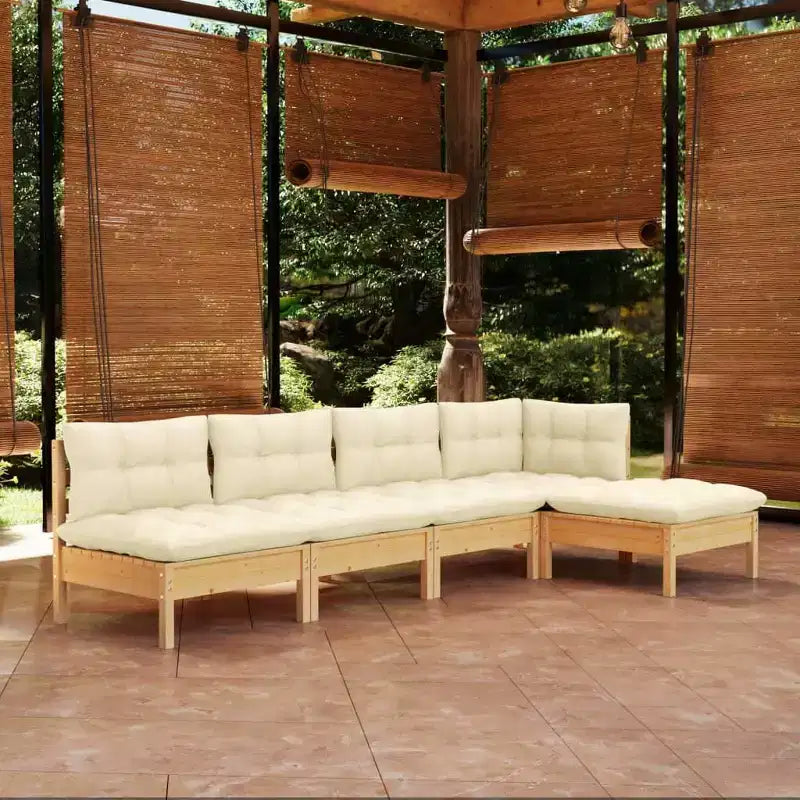 vidaXL Ensemble de jardin en pin massif 5 pièces avec coussins multicolores