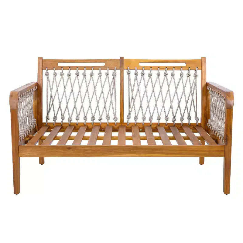 Christopher Knight Home Tzuyu Salon de jardin en acacia avec causeuse et table basse en corde tressée